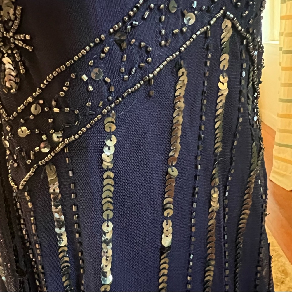 Roaman's Navy Beaded V‑Neck Maxi Dress - Picture 14 of 15